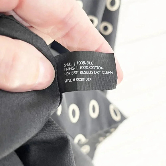 Club Monaco Gray Circle Print 100% Silk Sleeveless Circle Midi Dress Women's 2 - Picture 10 of 10